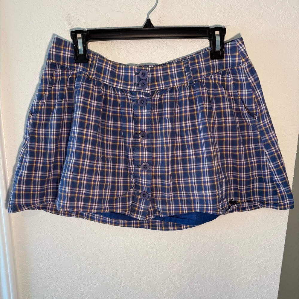 Abercrombie & Fitch Y2K Vintage Smocked Plaid Mini Skirt Womens Size Medium